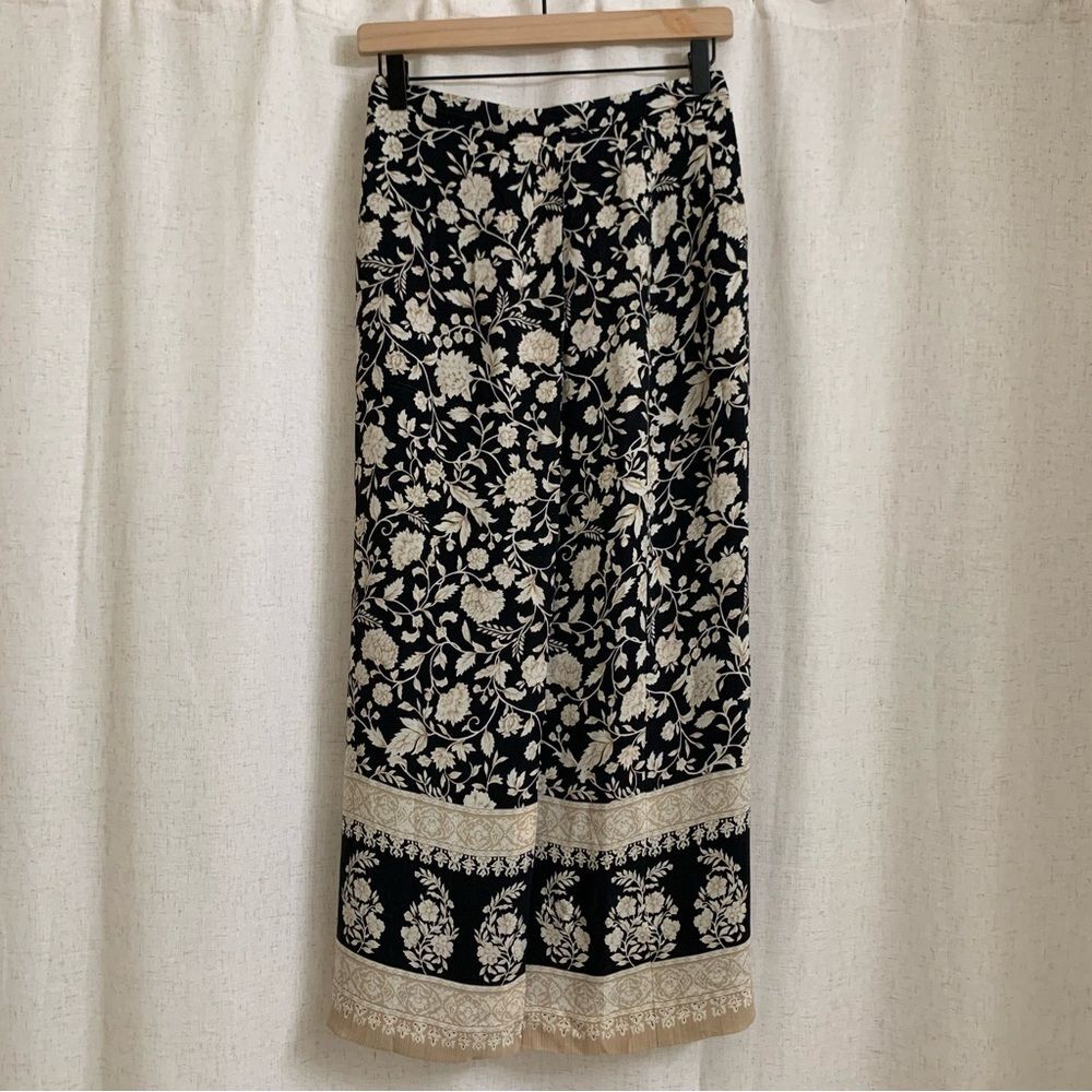 Talbots 1990’s 100% Silk Vintage Wrap Long Floral Elegant Formal Skirt 6